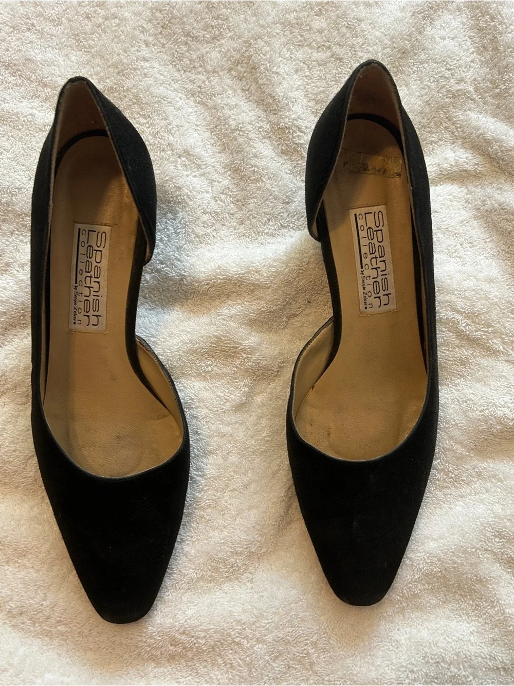 Black Suede Low Block Heel Pumps